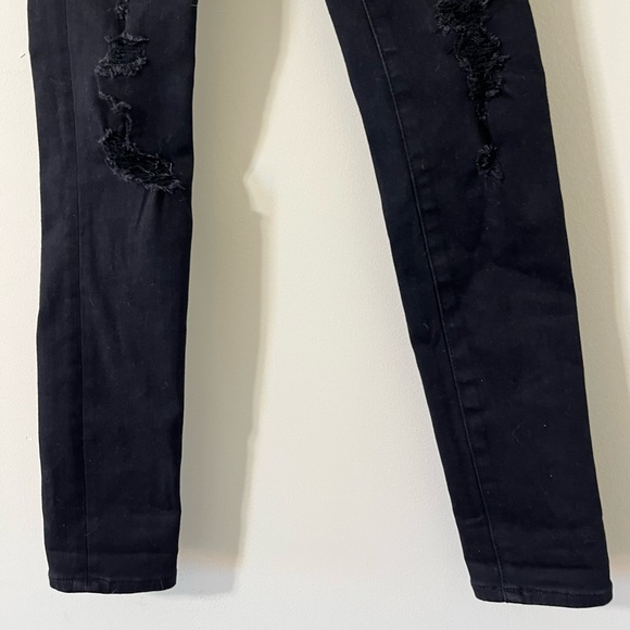 Abercrombie & Fitch Simone High Rise Super Skinny Black Distressed Denim Jean 00 - Picture 5 of 11